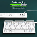 Neue Mini faltbare Bluetooth-Tastatur, kabellose Tastatur, unterstützt 3 Geräte mit Ständer, wiederaufladbar für Telefon, Tablet, portugiesische Tastatur