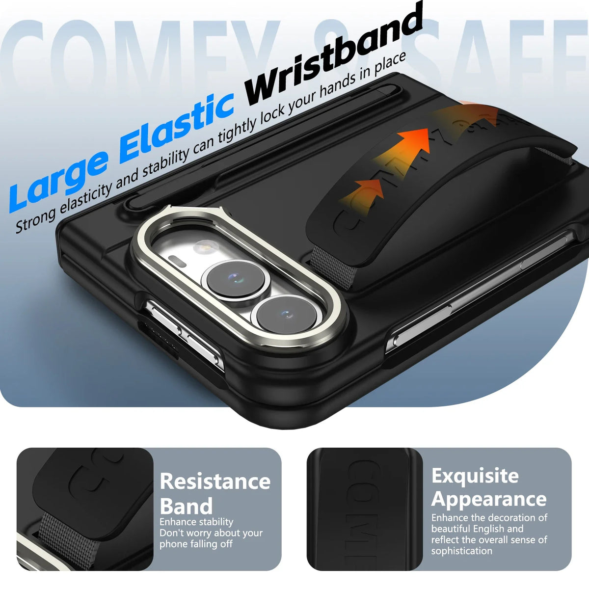 For Apple iPhone Duo Case With Stylus Pen Holder Stylus Screen Protector Camera Stand Wristband Hinge Protection Phone Cover