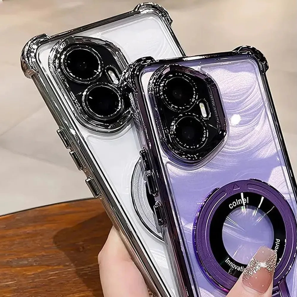 Rope Lanyard Strap Stand Phone Case For Xiaomi Redmi Note 14 Pro Plus 14S Note 15 Pro 4G 5G Transparent Shockproof Soft Cover