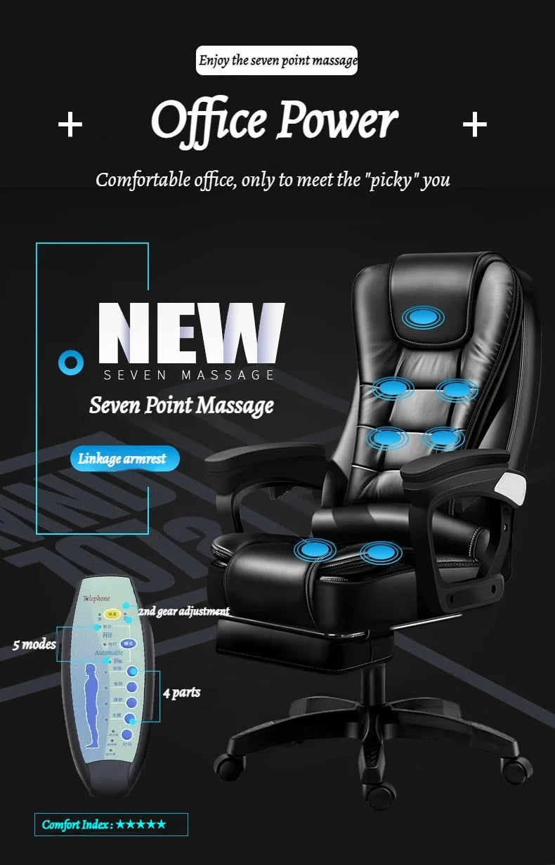 Leather Executive Office Chair Gaming Adjustable Modern Ergonomic Chair Mobile Massage Designer Silla Oficina Salon Furniture