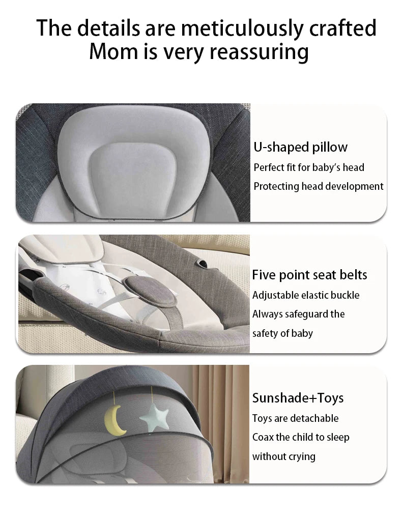 Baby Electric Rocking Chair Cradles Coax Baby  Luxury Electric Swing Shaker Recliner Comfort Chair  0-3 Years Old Baby Bed