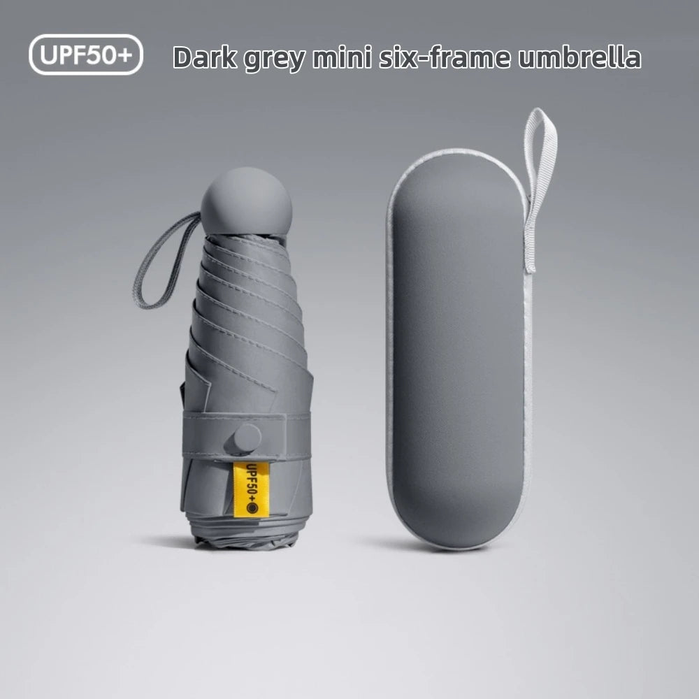 1pc Anti-Uv Mini Umbrella For Sunny And Rainy Days, Portable With Uv Coating And 6 Reinforced Ribs