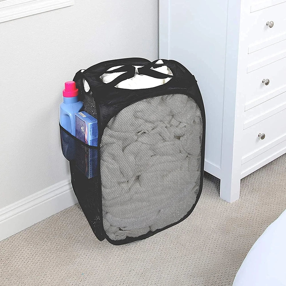 1-10Pcs Collapsible Laundry Basket Dirty Clothes Mesh Pop Up Hamper Storage Basket Toy Storage Bag for Home Bathroom Dorm Travel