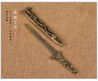 Brass Sword Pendant Waist Decoration Exquisite Double-Sided Carved Small Sword Handle Antique Copper Craft Ornament