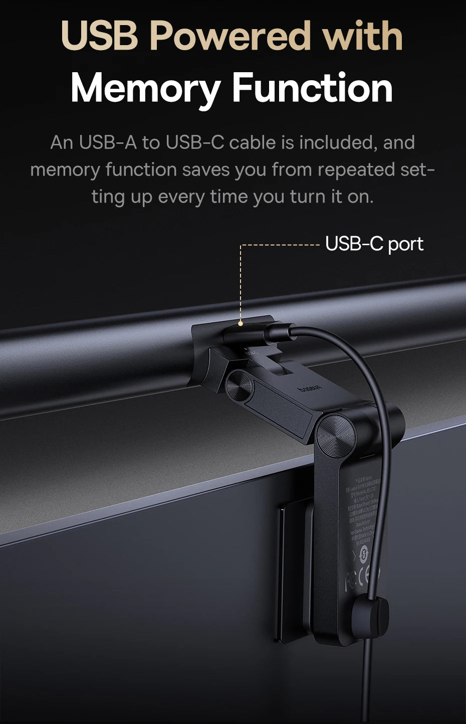 【New Sale】Baseus Magnetic Computer Screen Light Desk Lamp Laptop Hanging USB Light Table Lamp LED Monitor Light Reading Light