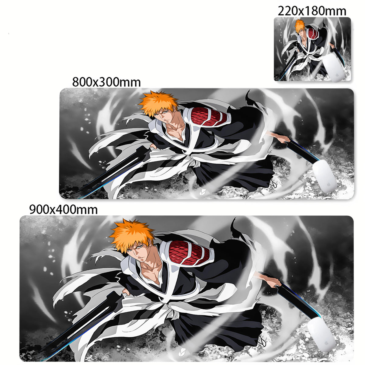 Bleach Kurosaki Ichigo Anime Mouse Pad Pc Gamer Accessories Desk Mats Rubber Carpet Mousepad Office Table Pads Gaming Mouse Mats