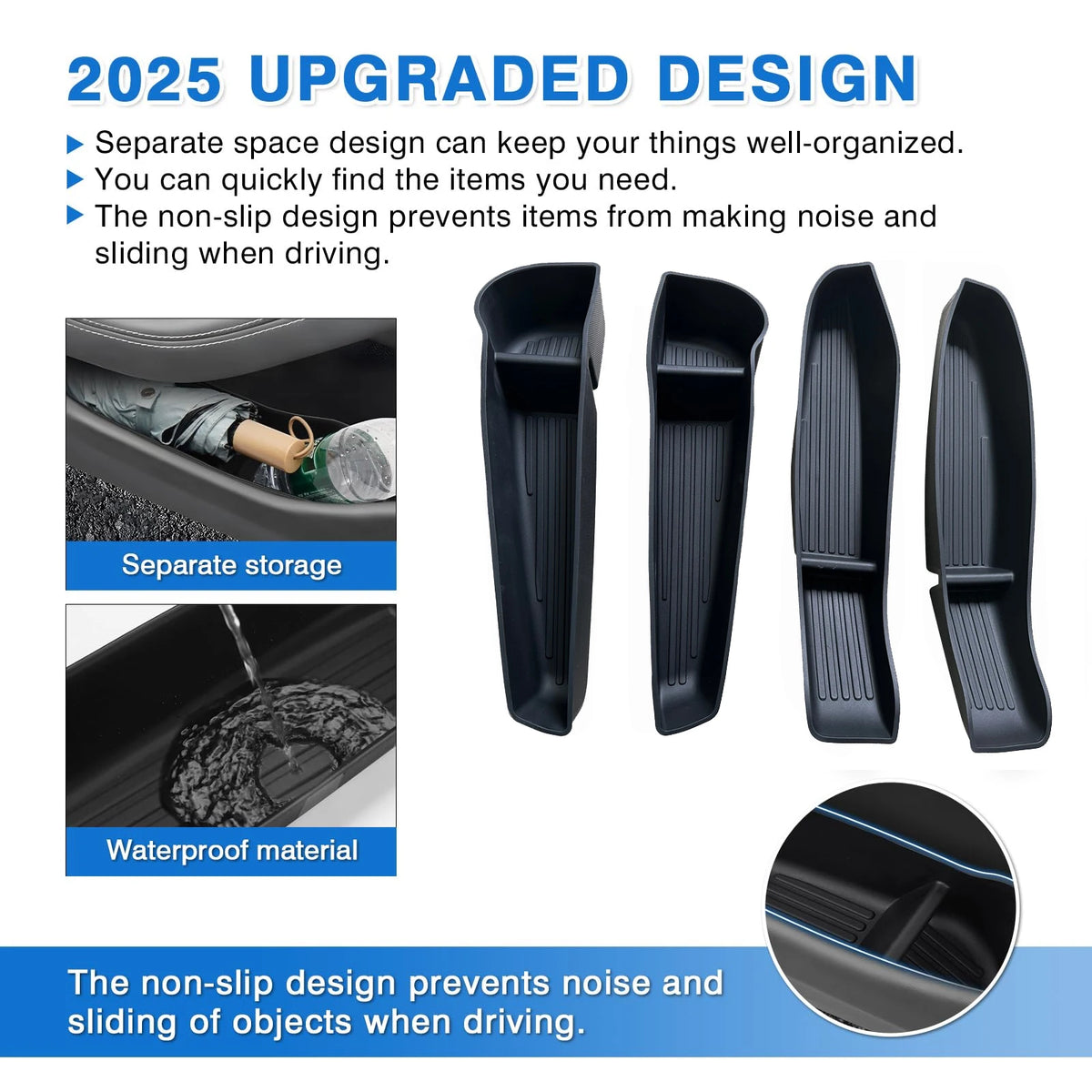 USVOTOV Car Door Side Storage Box for 2025 2026 Tesla Model Y Juniper Model 3 Model YL Accessories Door Organizer Tray Trash Can