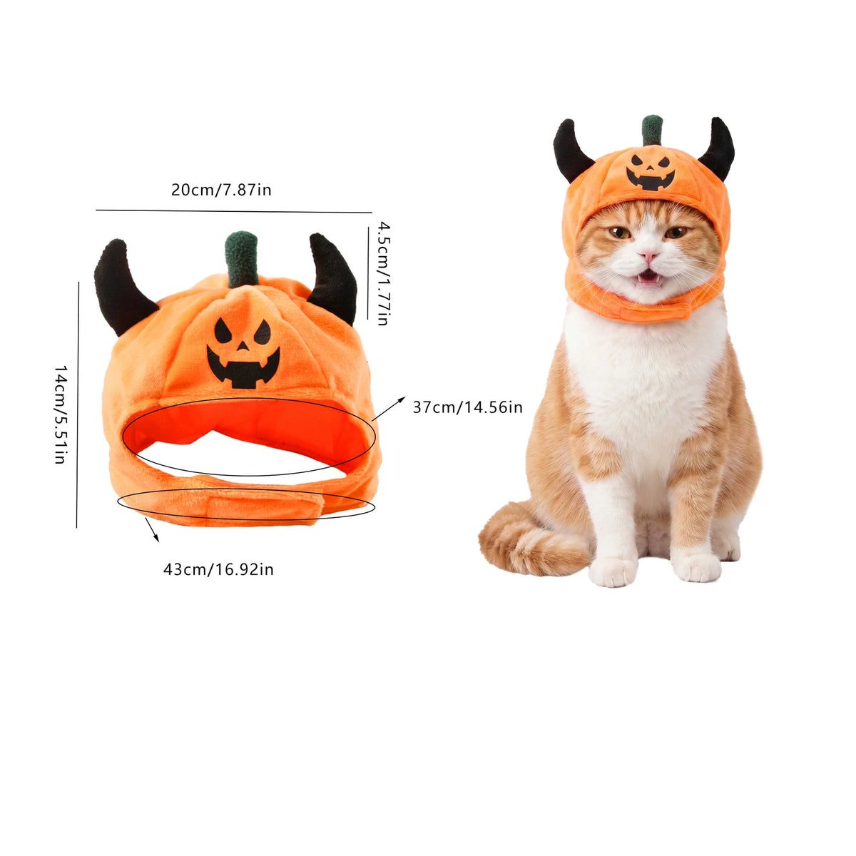 Halloween Pet Costume Hat – Fun Devil/Pumpkin Hat for Cats and Dogs; Warm, Festive, and Quirky – A Holiday Gift for Small Pets