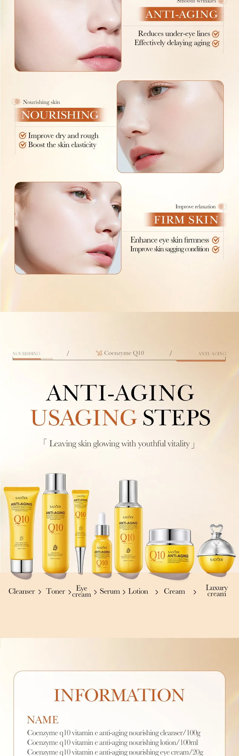 Coenzyme Q10 and Vitamin E Anti-Aging, Anti-Wrinkle, and Moisturizing Skincare Set