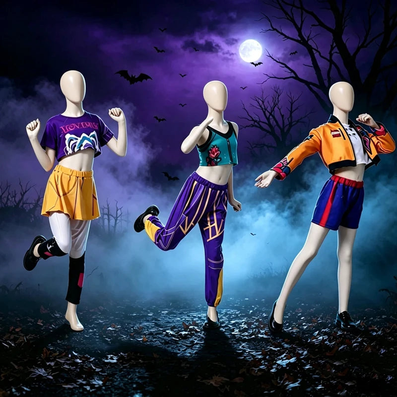 2026Spring Summer Girl Cosplay Singer Fashion Clothes Stage Performance 3PCS Set Children Show Halloween Carnival Party Costume