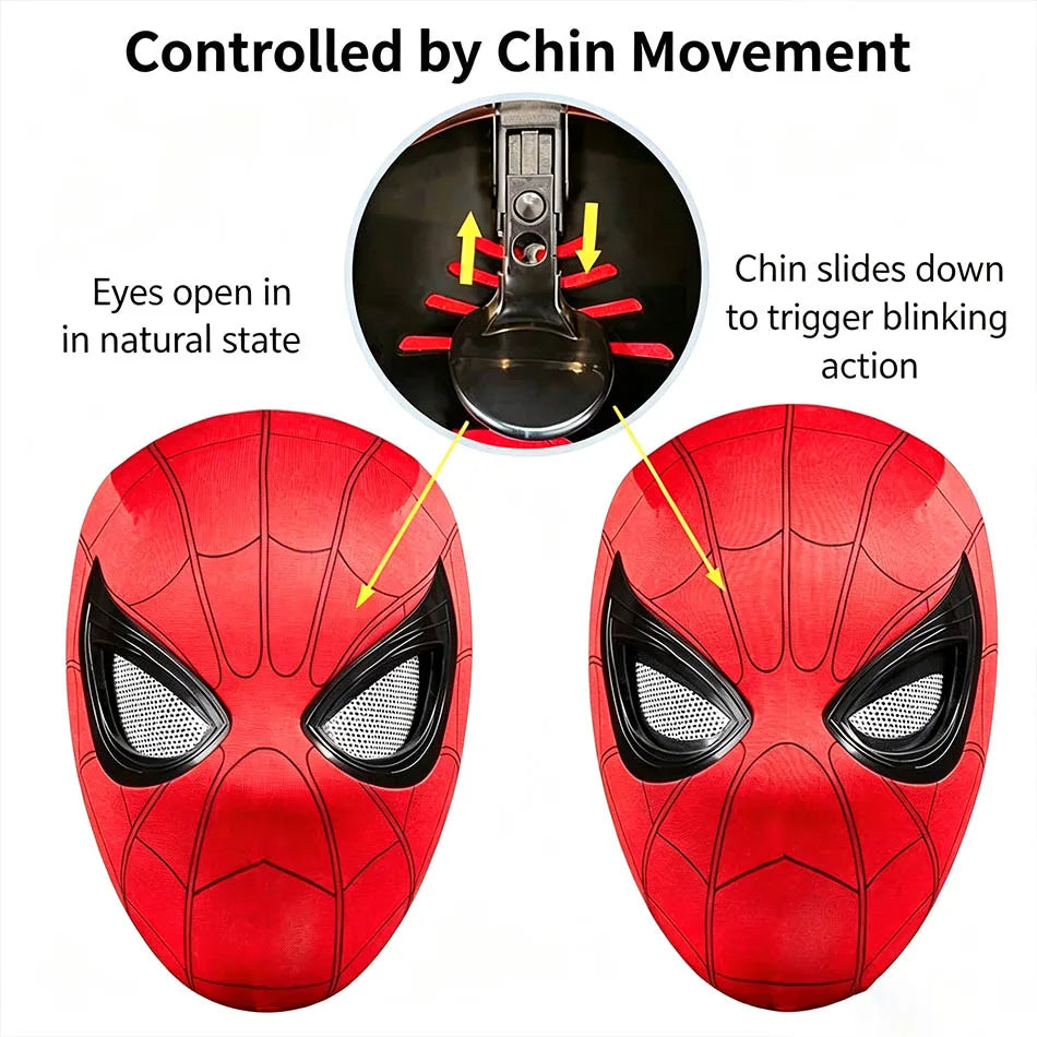 2026 Popular Breathable Spider Man Headset with Chin Operable Blink Touch Glowing Mask Miles Halloween Cosplay Boys Headgear Toy