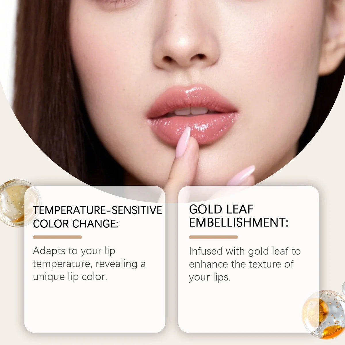 Color Changing PH Reactive Lip Balm With Gold Flecks And Non Sticky Shine