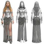 Women Medieval Knight Warrior Costume Skirt Top Headband Bracelet Halloween Renaissance Princess Cosplay