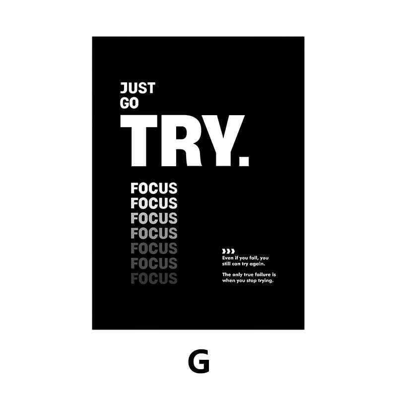 Simple Black White Inspirational Quotes Canvas Art Poster Prints Modern Motivational Wall Decorative Picture for Home Office