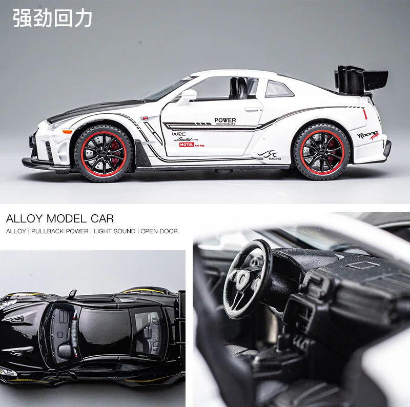 1/32 Nissan Skyline GTR R35 Nismo GT3 Racing Toy Car Model For Children RMZ CiTY Diecast Alloy Miniature Sound Light Collection