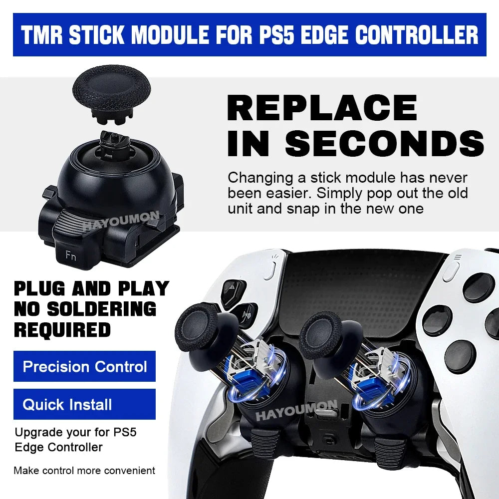 TMR Stick Module Replacement for PS5 Edge Controller For PS5 Edge Analog Joystick to Resolve Drift & Restore Pro Level Accuracy
