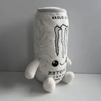 Zero Sugar White Monster Energy Drink Plush Toy Simulation Can Stuffed Doll Cute Soft Figure Decor Gift for Friend Home Ornament