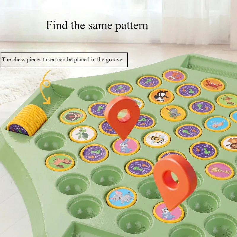 Kids Memory Game Educational Flip Board Toy Animal Fruit Dinosaur Logical Thinking Multi‑Player Learning Gift for 3‑6 Years Old