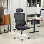 360° swivel desk chair with adjustable headrest and lumbar support – black, seat height adjustable