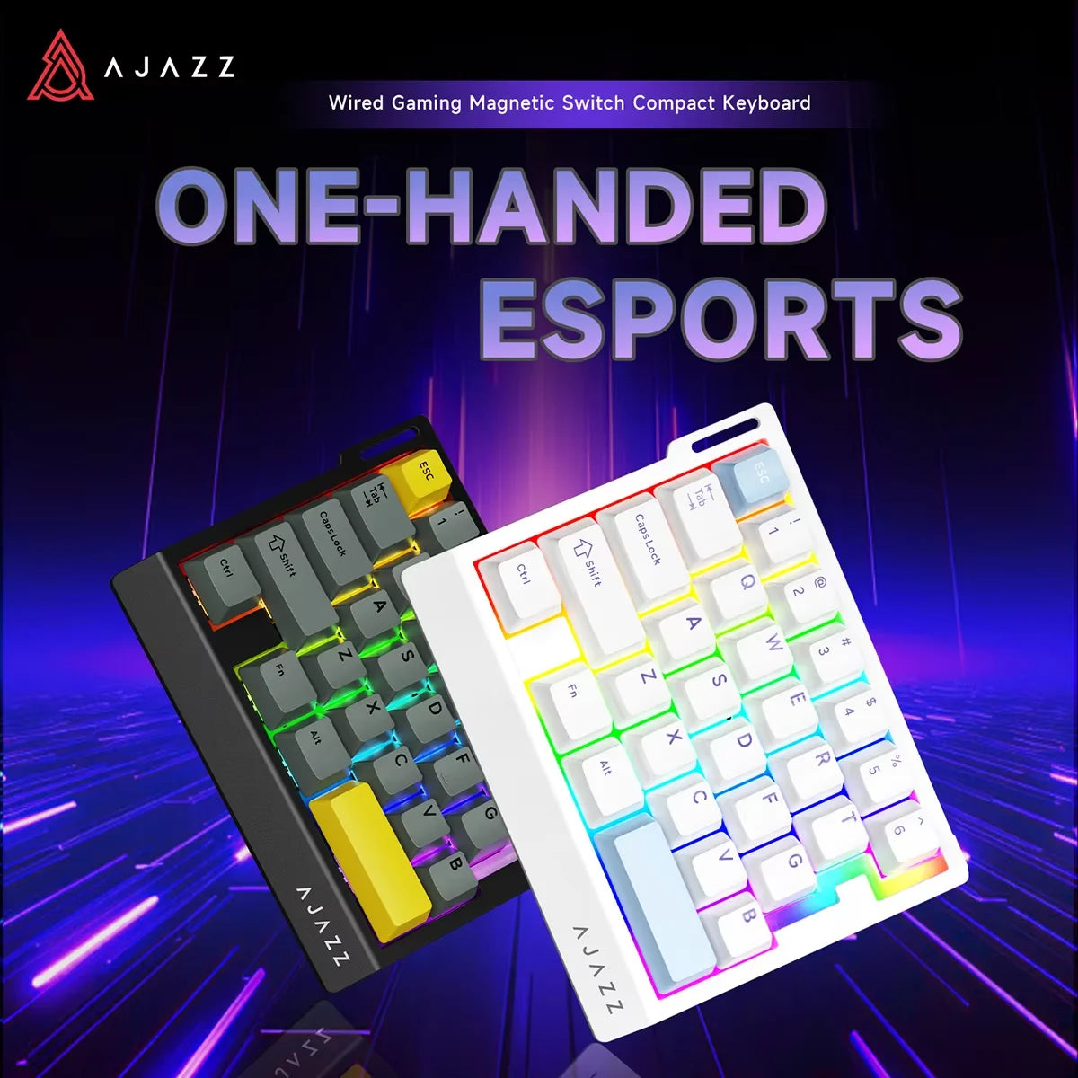 AJAZZ AK029 Wired One-Handed Gaming Keyboard HE Magnetic Switch 29 Key RGB 8000Hz Mini Mechanical Keyboard for E-sports PC Gamer