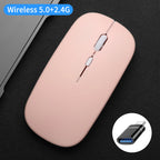 Wireless Mouse Dual Modes Bluetooth-compatibl 2.4G Portable Office Mouse for Laptop Notebook PC MacBook Battery Gaming Mouse