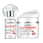 JUINHOU Glutathione Vitamin C Brighten Face Cream and Serum Set Even Skin Tone Niacinamide Anti-Oxidation Radiant Glow Skin