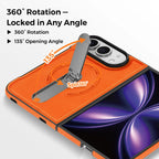 For Magsafe For iPhone Duo Case Luxury Matte Leather Magnetic Rotating Ring Holder Shockproof Protection Back Cover Accessories