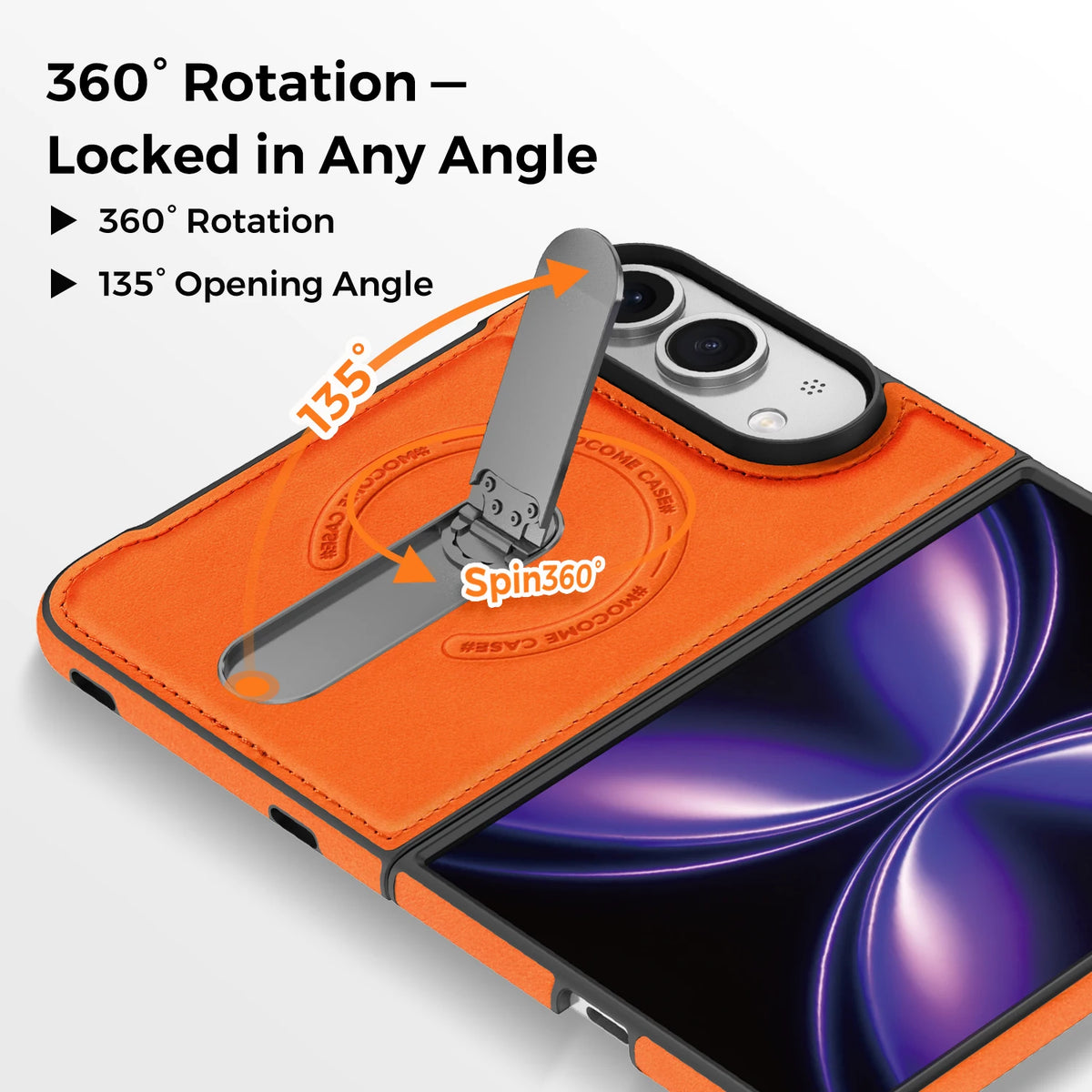 For Magsafe For iPhone Duo Case Luxury Matte Leather Magnetic Rotating Ring Holder Shockproof Protection Back Cover Accessories