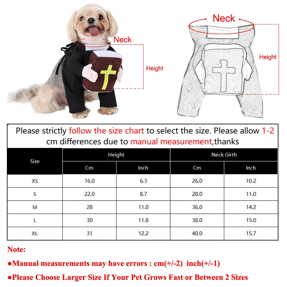 Halloween Pet Priest Costume Funny Dog Clothes With Bible Cross For Small Big Dogs Cats Puppy Dress Up Christmas Apparel Gifts
