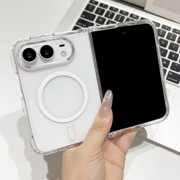 Crystal Transparent Acrylic Magnetic Phone Case For iPhone Duo Ultra 18 Fold For Magsafe Wireless Charge Shockproof Clear Cover