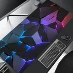 Large Gaming Mouse Pad 90x40 Red Blue Gradient Design Non-Slip Rubber Sewn Edge Gaming Desk Mat Keyboard Gamers and Office Work