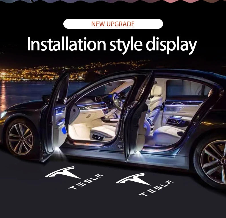 Tesla 2pcs Car HD Projector Lamp LED Door Welcome Light For Tesla Model S Model Y Model 3 Model X