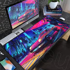 Black Gaming Mousepad XXL Rubber Non-slip Office Deskmat Anime Girl Playmat C-Cyberpunks Style Lock Edge PC Keyboard Accessories