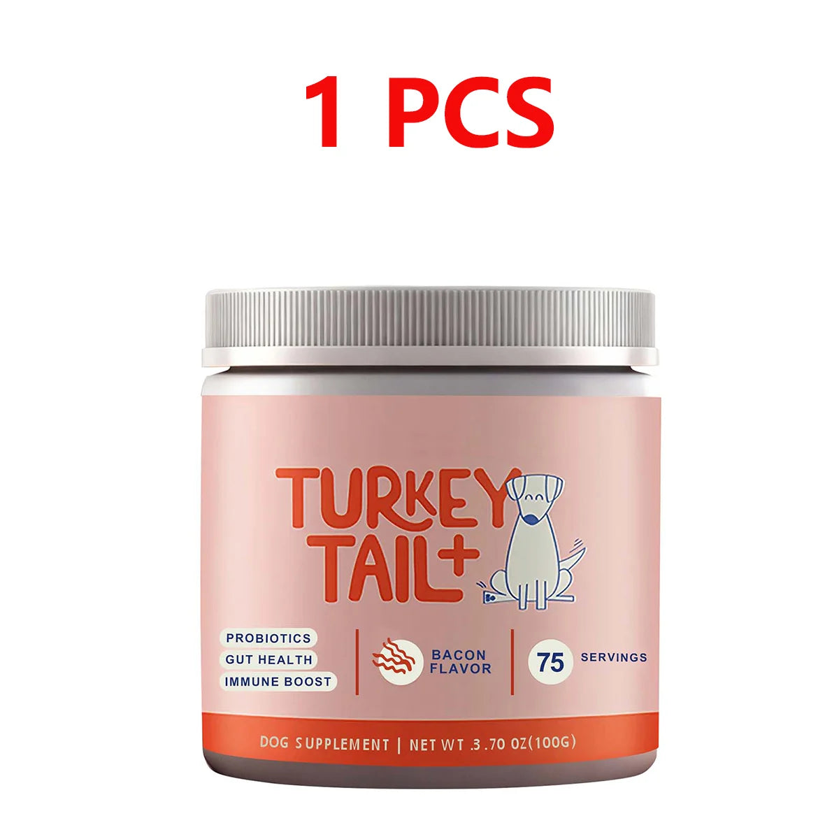 Dog Probiotic Soft Granules with Turkey Tail Mushroom&Vitamin Bacon Flavor Digestive Supplement Gut Health Daily Pet Nutrition