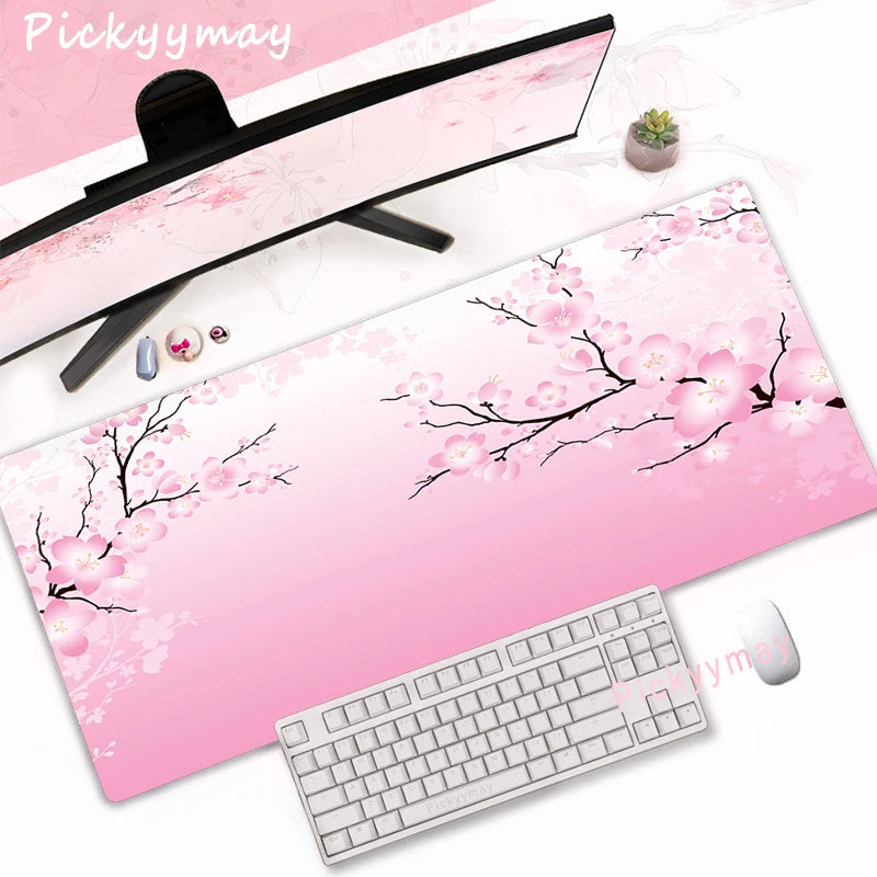 Pink Cherry Blossoms Mousepad Home Computer Table Large Pc Mouse Pad Art Sakura Keyboard Mause Rug Desk Mat Office Accessories