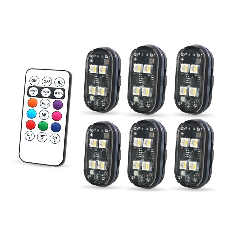 2/4/6x 8colors Car Interior Decorative Light, Car Interior Ambient Light with Remote Control, Long Standby Car Decorative Light,