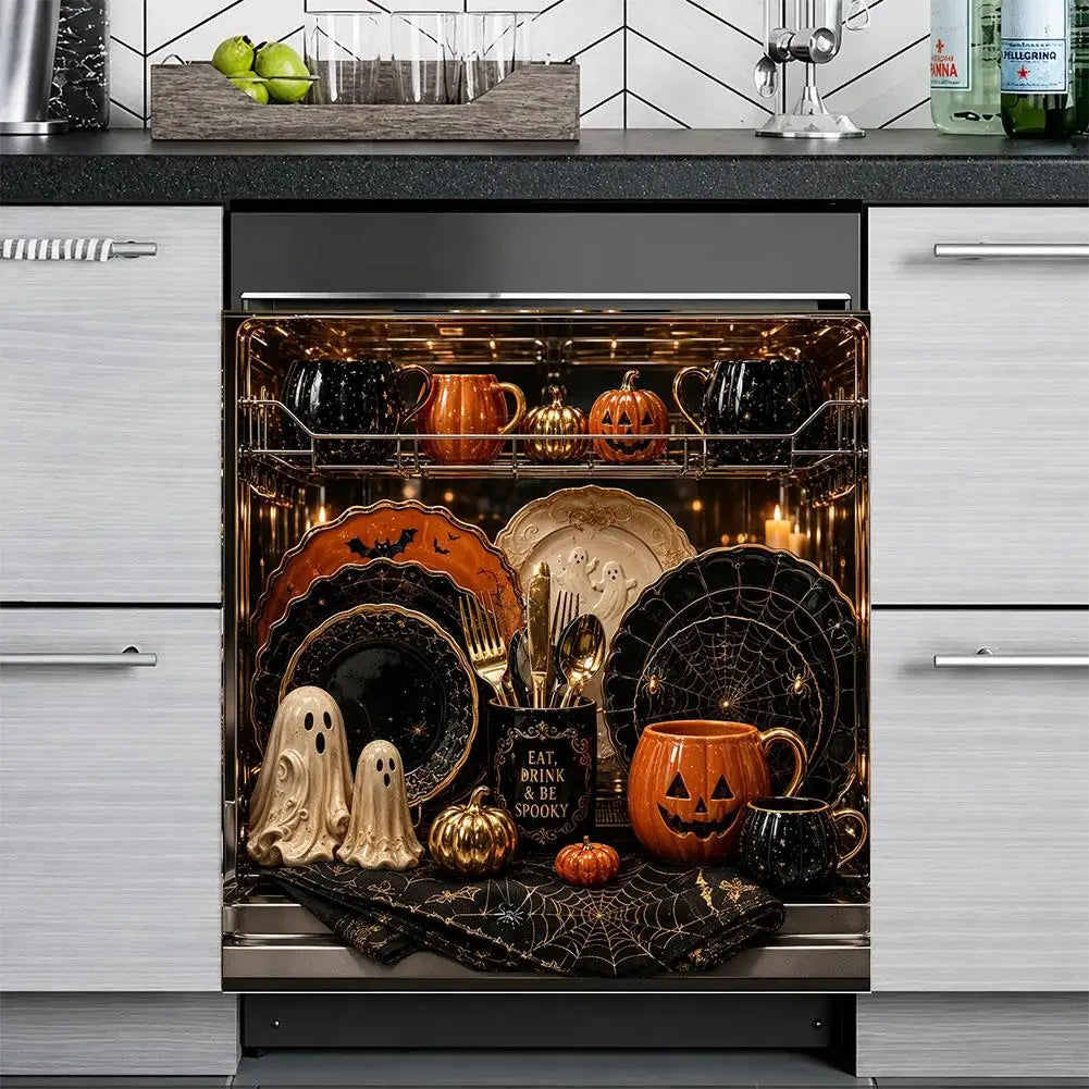 Halloween Dishwasher Magnet Cover Waterproof Appliance Magnetic Panel Reusable Kitchen Decor for Fridge Washer Door