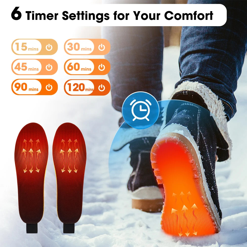 Electric Heated Insoles Anti Stress Safe Foot Warming Pad APP-Controlled Cut-to-Fit for Winter Outdoor Camping Skiing Shoe Pads