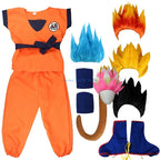 Adult Kids Son Goku Gui Carnival Cosplay Anime Costumes Halloween parties and Holiday Including Tail Wrist Wig Blue Gold Design