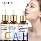 SEYHZE Day Night Vitamin C + Retinol + Hyaluronic Acid Essence Set with Collagen Aloe Vera Marshmallow 48hr Moisture Lock Skin B