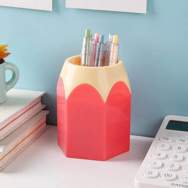 Cute Pencil Holder Desk Organizer Stationery Storage Box   Large Mouth Pen Holder Makeup Brush Organizer Box Office Accessories