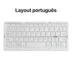 Neue Mini faltbare Bluetooth-Tastatur, kabellose Tastatur, unterstützt 3 Geräte mit Ständer, wiederaufladbar für Telefon, Tablet, portugiesische Tastatur