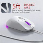 Wired Gaming Mouse RGB 6 Buttons Programmable Gaming Mouse 4 DPI Adjustable Gamer Mouse Ergonomic Computer Mouse 1.5m Braided Cable RGB Breathing Light Mouse for PC Laptop Desktop Gaming Mice Purple