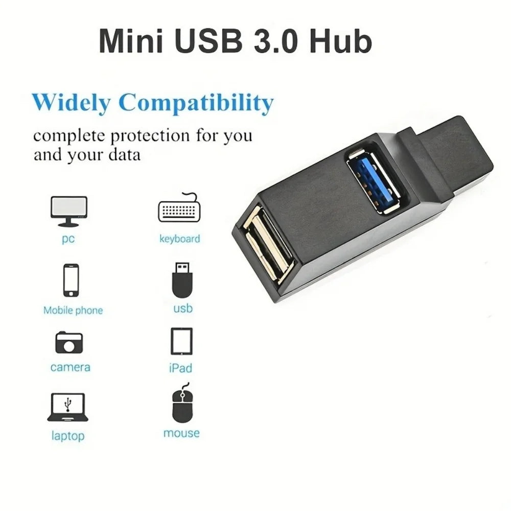 1Pcs USB 3.0 Adapter HUB Mini Splitter Box 1 to 3 Ports High Hi-Speed USB 2.0 Extender  For PC Laptop U Disk Card Reader