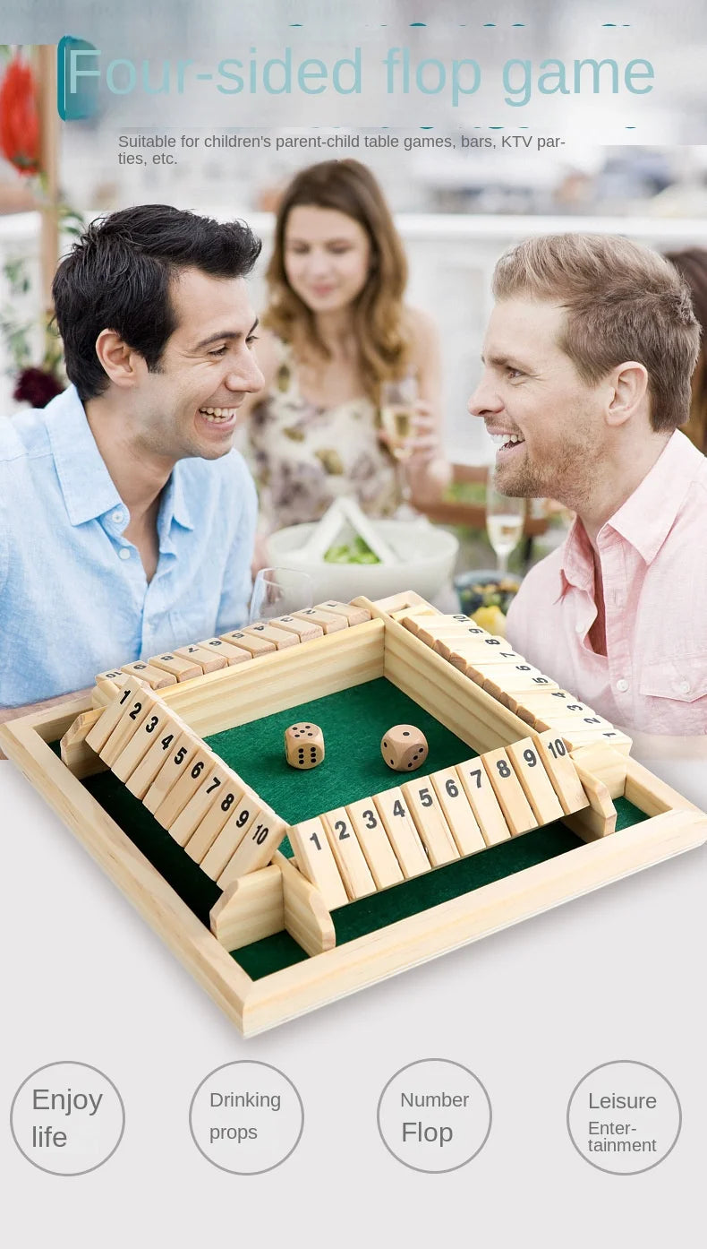 Montessori Wooden Board Game Kids Learning Educational Toys 10 Numbers Four Sided Shut Party Club Games Interesting Family Game