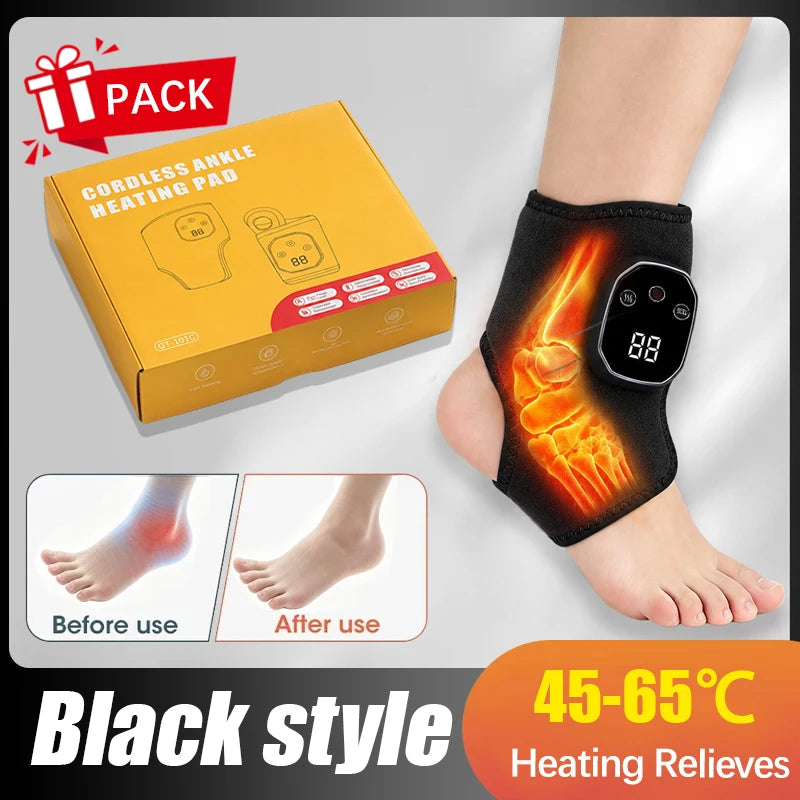 Electric Ankle Massager Heated Foot Massager with Vibration Massage Modes Portable Wrap Device for Home Relaxation Care