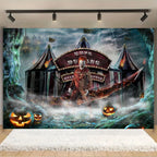 Horror Halloween Photography Background Moon Night Castle Forest Pumpkin Lantern Skeleton Family Party Photo Backdrop Decoration