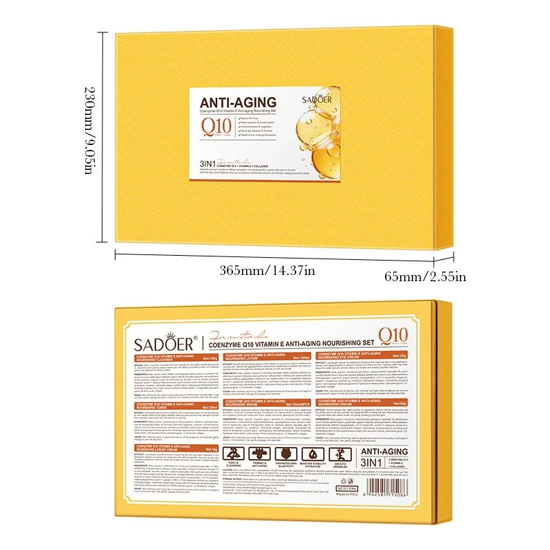 Coenzyme Q10 and Vitamin E Anti-Aging, Anti-Wrinkle, and Moisturizing Skincare Set