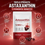 Astaxanthin Softgels Triple Strength From Microalgae Supports Healthy Aging Promotes Collagen Supports Skin Barrier 120 Softgels