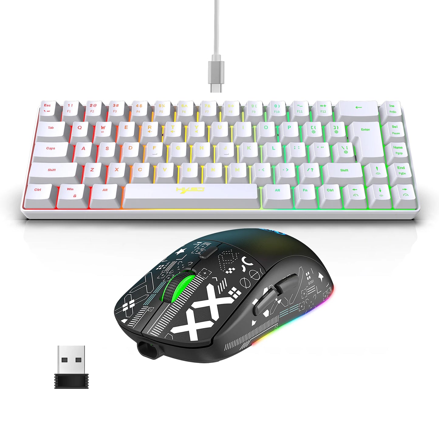 HXSJ Wired K68 RGB Streamer Mini Gaming Keyboard 19-Key Conflict-Free Membrane Keyboard but Mechanical Feel for Game/Office